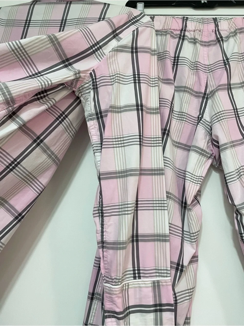 J. Crew Cotton Pajamas 2 Piece SET S Pink Grey Plaid Longsleeve Button Top Pants